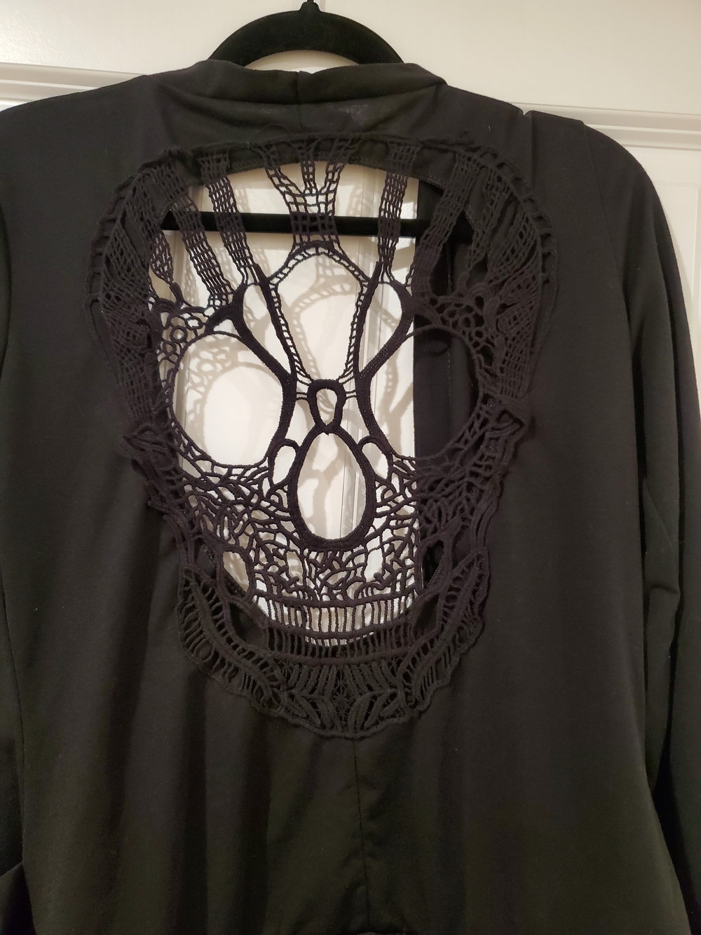 Skull Sweater! Black Women's Sweater with Crochet Skull Back, Size XL